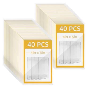Imagem de Yugada Pacote com 40 porta-letreiros de acrílico, 10 x 15 cm, molduras transparentes verticais montadas na parede com fita adesiva dupla face, sem suporte de molduras de papel de perfuração para casa