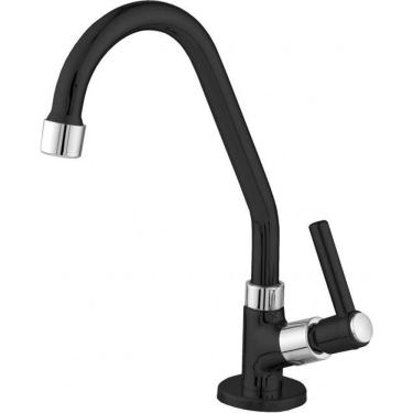 Imagem de Torneira De Cozinha Ravena Banca Giratória 93191 1-4 Volta Preto-cromado Pevilon