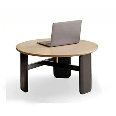 Imagem de Mesa de centro de madeira moderna minimalista casual mesa lateral redonda sala de estar casa mesa de centro mesa de café quarto (B)