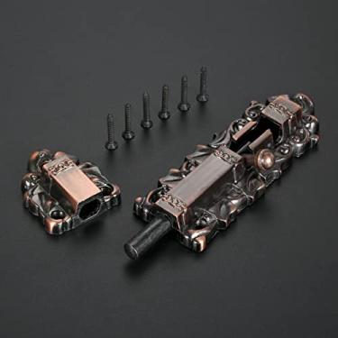 Imagem de Dobradiças parafuso de porta com parafuso bronze antigo/vermelho cobre portão trava liga clássica europeia vintage decoração madeira/metal portas janela 150-250 mm (cor: cobre vermelho médio)