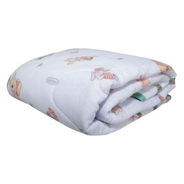 Imagem de Edredom KazzaVip Baby Malha 100% Algodão Berço Americano Estampado Ursinho Pooh Branco