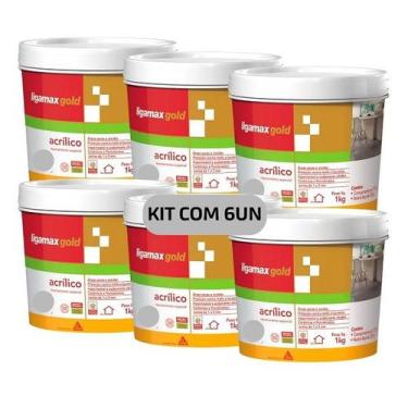 Imagem de Kit 6 Rejunte Acrilico Ligamax GOLD 1KG Cinza - Sika