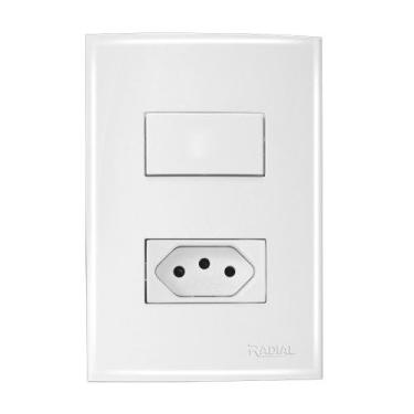 Imagem de Interuptor Radial Emb. 1s C/tomada Branca