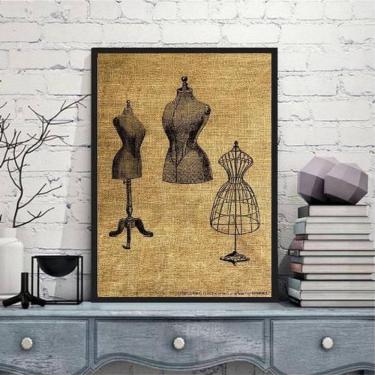 Imagem de Quadro Modelos Manequim De Costura 45X34Cm Moldura Preta