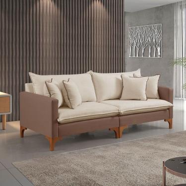 Imagem de Sofá Fixo 3 Lugares M-195 2,20m Estofados Martins Linho Creme