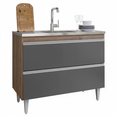 Imagem de Balcao Para Pia 2 Portas Esmeralda 100 Cm Freijo Grafite