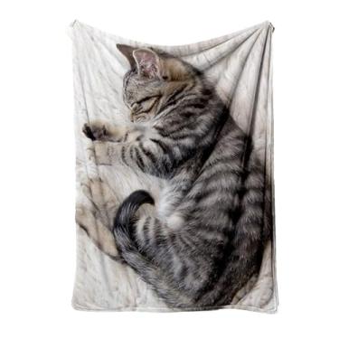 Imagem de Cobertor de flanela - cobertor grosso de flanela para gatos, acessórios de cama quentes para inverno, viagem, acampamento, dormitório, sofá, sala de estar, quarto, , escritório, amantes de gatos