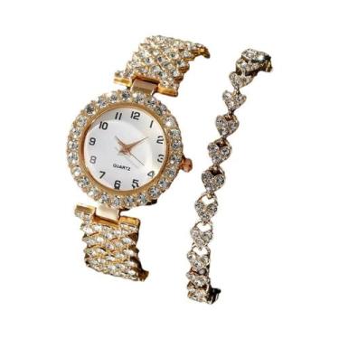 Imagem de Relógio De Quartzo Feminino De Luxo Com Pulseira Prateada E Bracelete 