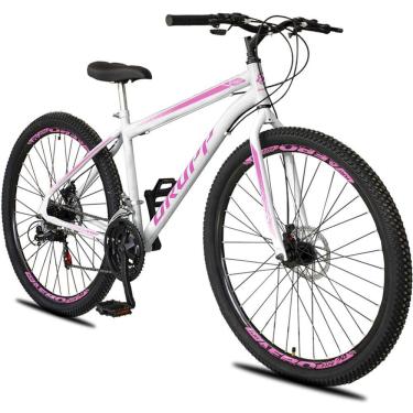 Imagem de Bicicleta Aro 29 Dropp Sport Aero Aço Carbono 21 Vel Marchas Freio A Disco - Branco e Rosa