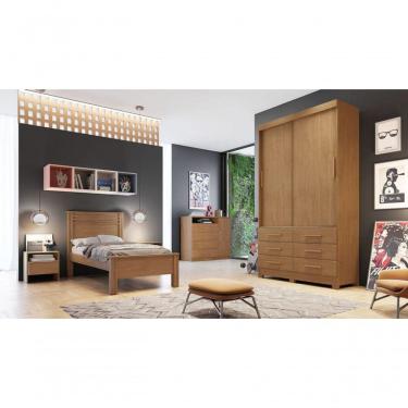 Imagem de Guarda Roupa Solteiro 2 Portas 6 Gavetas - Buriti-cumaru - Móveis Horizonte
