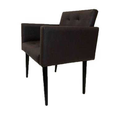 Imagem de Poltrona Luca Plus Ideal Sala De Recepção Em Tecido Sintético - Marrom - Cor: Marrom