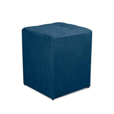 Imagem de Puff Quadrado Decorativo Suede Azul Marinho