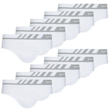 Imagem de Kit  10 Cueca Slip Lupo Microfibra Sem Costura 691 original , Branco, 