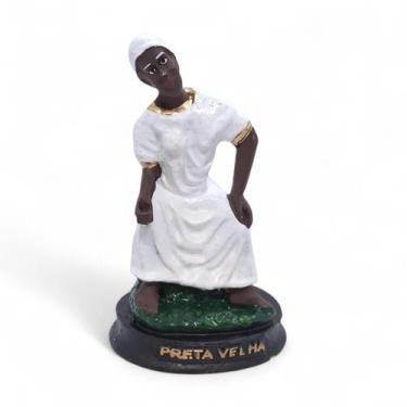 Imagem de Estátua Preta Velha em Resina Paz Cuidado e Sabedoria 12 cm - Emilson