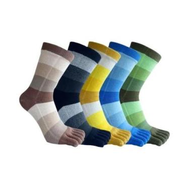 Imagem de Meias De Algodão Coloridas E Respiráveis Com Cinco Dedos, 5 Pares, Mas
