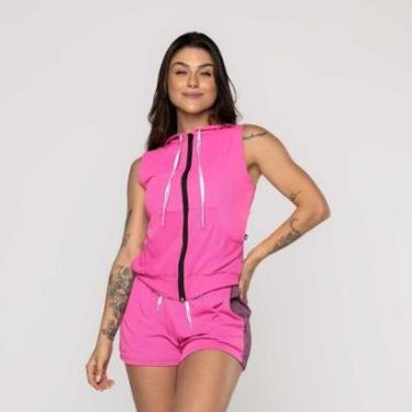 Imagem de Colete Curto Feminino Zíper Capuz e Bolso Poliamida-Feminino