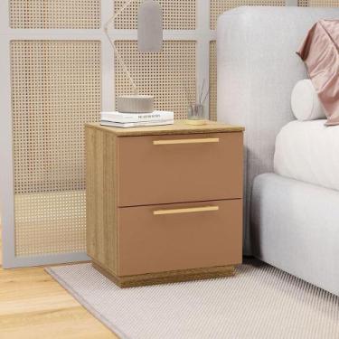 Imagem de Mesa Cabeceira Quarto 50cm Com 2 Gavetas Magna Nature-camarim V01 - D'