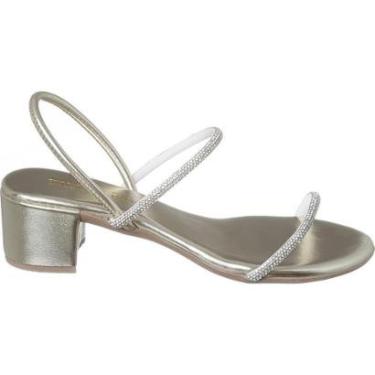 Imagem de Sandália Feminina Salto Grosso Médio Strass Pedraria Brilho-Feminino