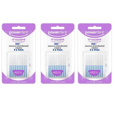 Imagem de Kit Com 3 Escova Interdental Cônica Powerdent de 10 Unidades - RV Dent