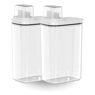 Imagem de Kit 2 Dispenser Organizador Lavanderia Com Copo Medidor 2,3l Ou Flow B