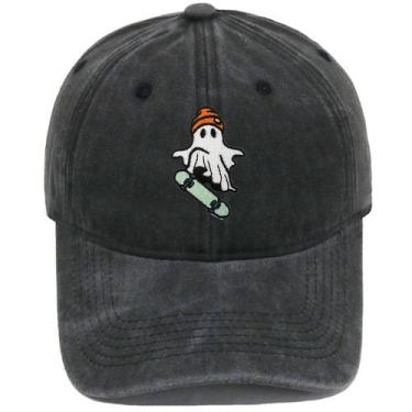 Imagem de Boné de beisebol, algodão lavado, chapéu liso, bordado Ghost - Yiweisa