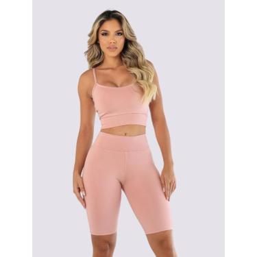 Imagem de Conjunto Fitness Roupa de Academia Corrida Treino Malhar Top Com Bojo 