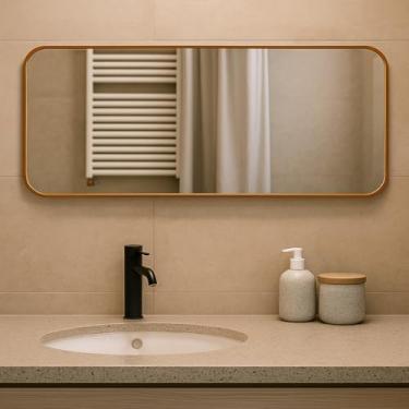 Imagem de Espelho Retangular Super Grande 70x160 com Cantos Arredondados – Corpo Inteiro, Design...