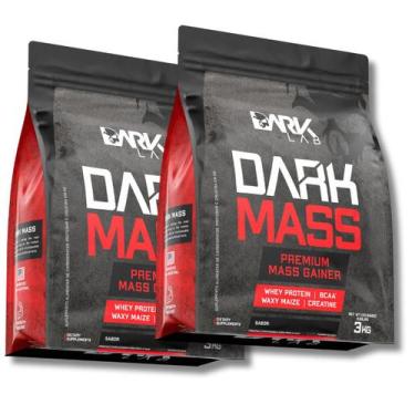 Imagem de Kit 2x Hipercalórico Dark Mass 3kg Dark Lab, CHOCOLATE BRANCO COM MORA