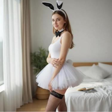 Imagem de Fantasia de Coelha Coelhinha C/ Tiara Orelha De Coelho Gravata Rabinho