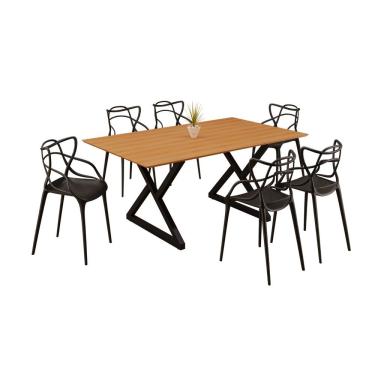 Imagem de Sala De Jantar Mesa 160x90 6 Cadeiras Allegra Estilo Moderno