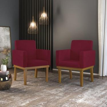 Imagem de Kit 02 Cadeiras Poltronas Com Base Reforçada Para Recepção Marsala – Balaqui Decor Cor: Marsala