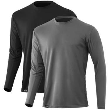 Imagem de Kit com 2 Camiseta Masculina Proteção UV Solar Tecido Dry Esportes Térmica-Masculino