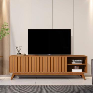 Imagem de Rack Ripado para TV ate 75 Polegadas 3 Portas com Pes Em MDF Acai 1,8 JB Moveis