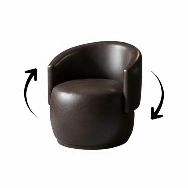 Imagem de Poltrona Giratória Decorativa Sala Estar Orgânica Beatriz Corino Marrom - Montanaris Decor
