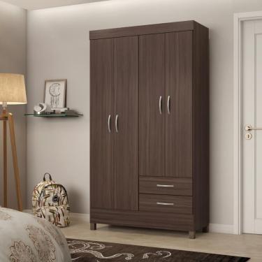 Imagem de Guarda Roupa Solteiro 4 Portas Cafe Touch 2 Gavetas Valentina MDP Mais de Casa