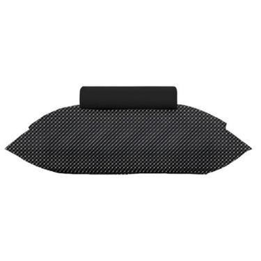 Imagem de Jogo cama simples 2pçs toque acetinado - solteiro - slim preto - bom s