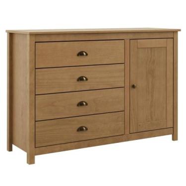 Imagem de Comoda 4 Gavetas 1 Porta Madeira Macica Taeda 125 cm 9149 Festra - Mil