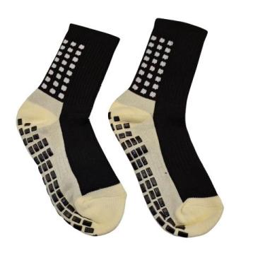 Imagem de Meia Esportiva Antiderrapante Futebol Infantil Cor:PretoTamanho:28-34 