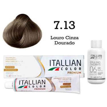 Imagem de Coloração 7.13 Louro Cinza Dourado + Oxi 06 Volumes 90ml  Itallian Col