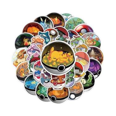 Imagem de 50PCS Adesivos De Pokebola Pokémon Em PVC À Prova d'Água Para Celular,