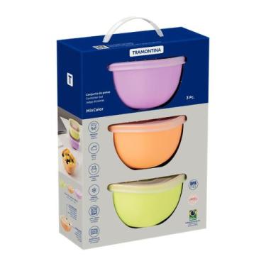 Imagem de Conjunto de Potes Tramontina Mixcolor 600 ml 03 Peças, 600ml cada, Lil