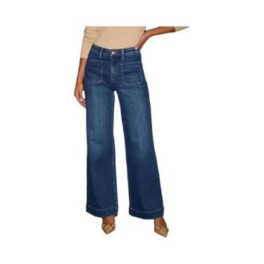 Imagem de Calças Jeans Femininas De Cintura Alta E Perna Larga, Estilo Retrô, Ca