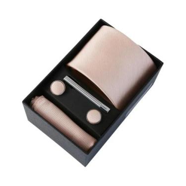 Imagem de Conjunto De Gravata Masculina De Luxo Em Cor Sólida Com Lenço De Bolso