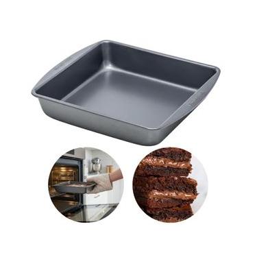 Imagem de Forma Antiaderente Brownie Pão Bolo Torta Forno Aço Quadrada