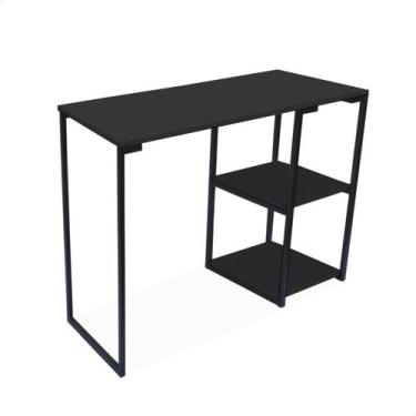 Imagem de Mesa Escrivaninha Infantil Juvenil Nic 90cm Preta com Tampo Preto - La