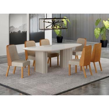 Imagem de Conjunto jantar 6 cadeiras maciça 2x1 vdo Iza  - Arbo Design