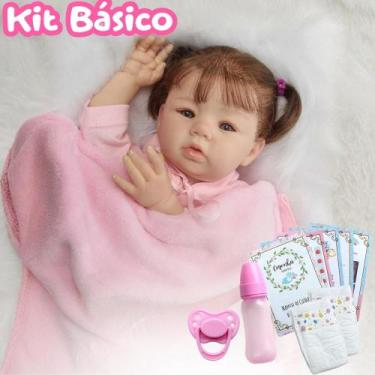 Imagem de Bebê Reborn Realista Silicone Olhos Azuis Com Itens - Cegonha Reborn D