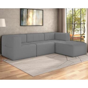 Imagem de Sofá Modulado Na Caixa 4 Lugares 231cm Espuma D33 Multimóveis CR45360 Cinza
