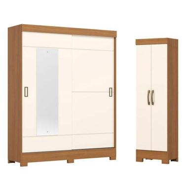 Imagem de Guarda Roupa 02 Portas De Correr Amsterdã B66 Com Armário Multiuso 2 Portas 3 Prateleir...
