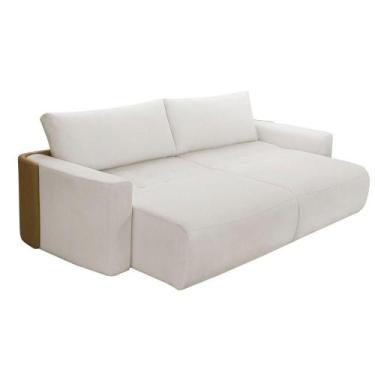 Imagem de Sofá Cama 3 Lugares 2,30m Orgânico Belissimo Bege / Marrom - FERGUILE 